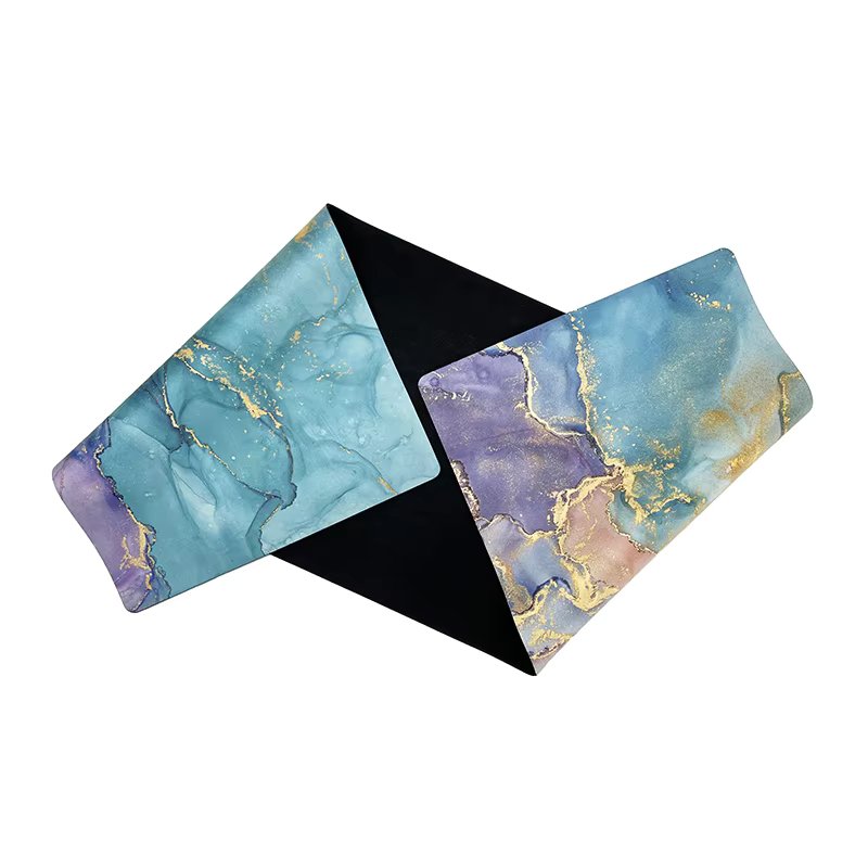 Eco-Friendly Vegan Yoga Mat – Gold Marble, Non-Slip, Foldable, Recyclable.